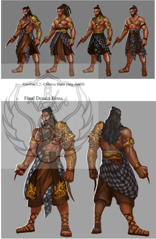Gambar 1.2: 4 Sketsa Bima yang dipilih 