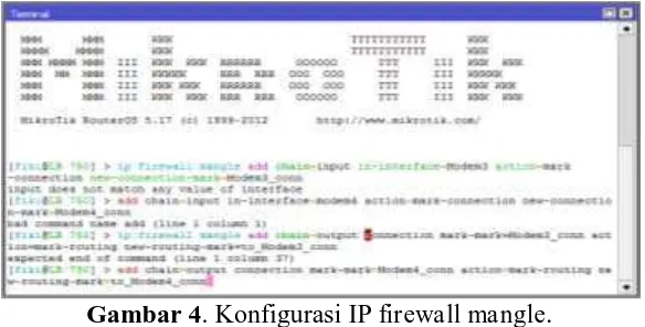 Gambar 4. Konfigurasi IP firewall mangle.  