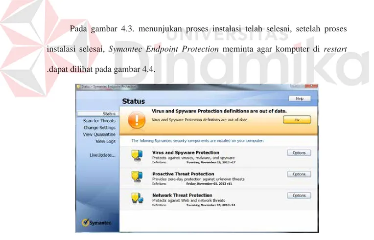 Gambar 4.5. Symantec Endpoint Protection  Setelah Proses Restart 