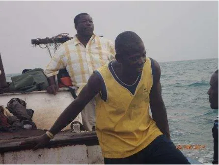 Figure 2. Fishermen from Elmina participating in collaborative research project sharing  