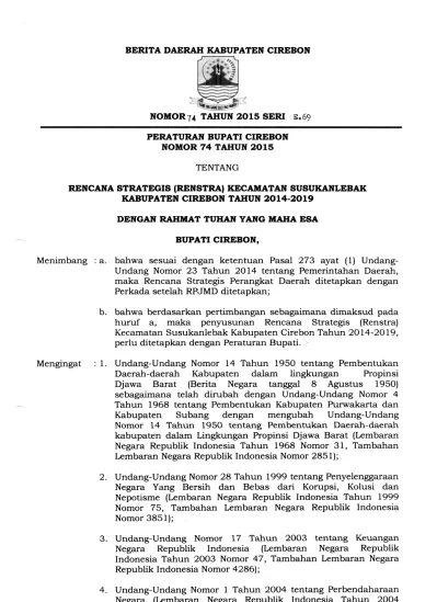 Nomor 5, Tambahan Lembaran Negara Republik Indonesia TENTANG RENCANA ...