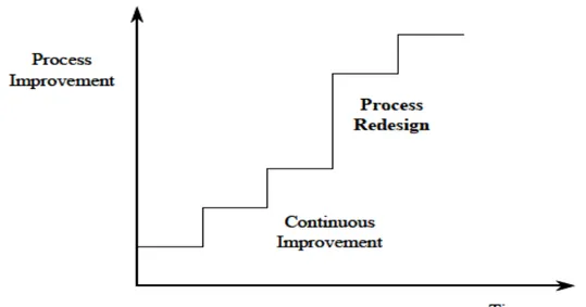 Gambar 2.7. Proses Redesign dan Continuous Improvement (Campbell, 1995) 