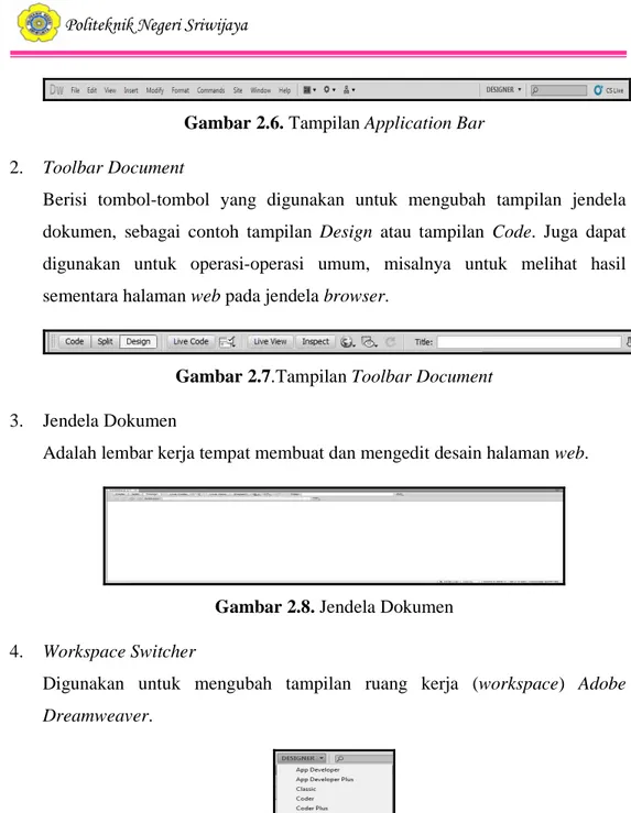 Gambar 2.7.Tampilan Toolbar Document 