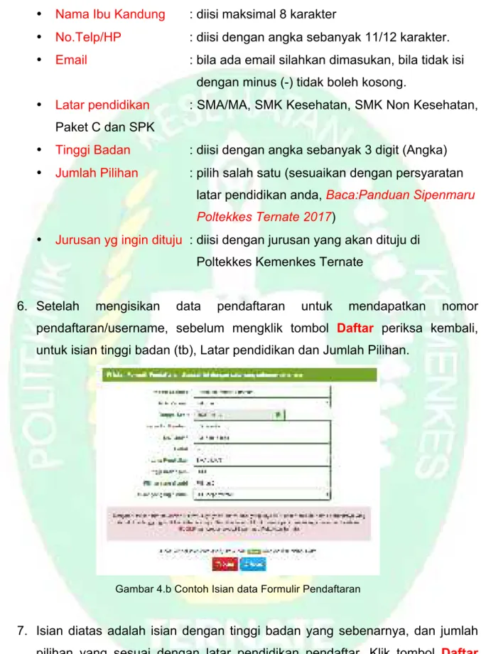 Gambar 4.b Contoh Isian data Formulir Pendaftaran 