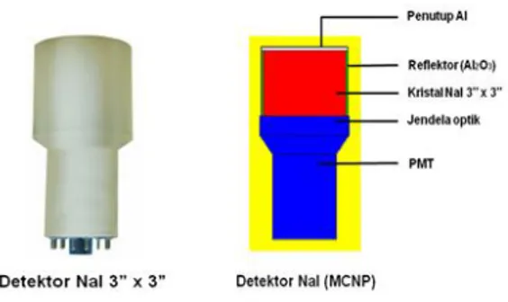 Gambar 4. Geometri detektor HPGe   dalam MCNP Visual Editor  Table 1. Data detektor HPGe untuk input 