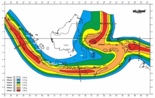 Gambar 2.2 Peta wilayah gempa Indonesia (SNI 03-1726-2002) 