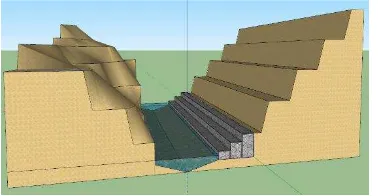 Gambar 14. Permodelan perkuatan tebing untuk pengendalian banjir 