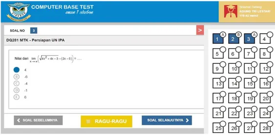 Gambar 3.16 Tampilan Pengerjaan Ujian