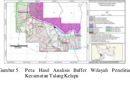 Gambar 5.    Peta   Hasil   Analisis   Buffer   Wilayah   Penelitian 