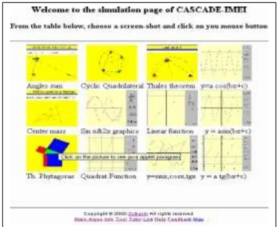 Figure 3 shows an example of web page that is the simulation page. It consists of Java appletprograms on mathematical simulation such as geometry and graphic functions.