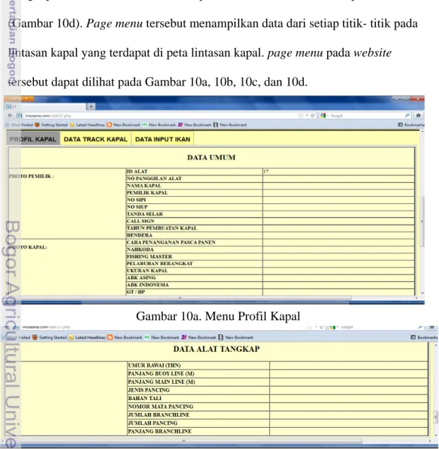 Gambar 10a. Menu Profil Kapal 