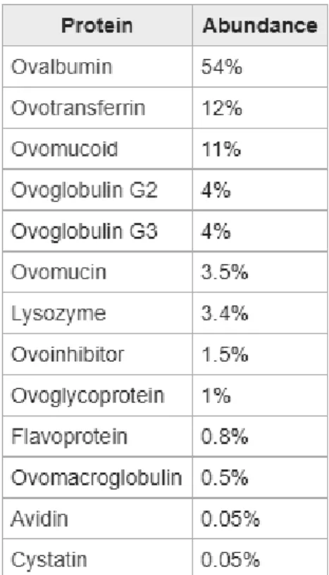 Tabel 2.3.4 Komposisi Protein dalam Putih Telur Ayam 
