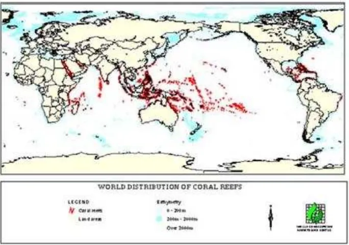 Gambar (Figure) 2. Distribusi terumbu karang (The Coral Reefs Distribution) 