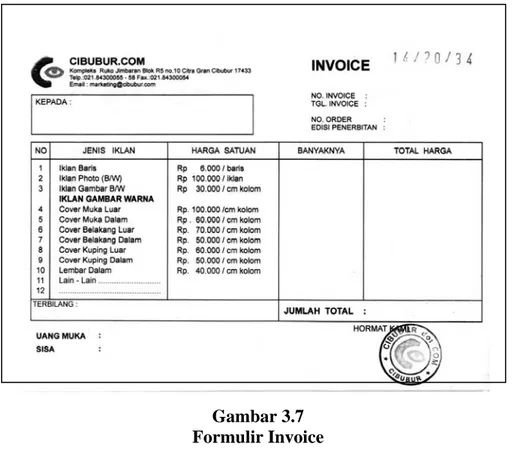 Gambar 3.7  Formulir Invoice 