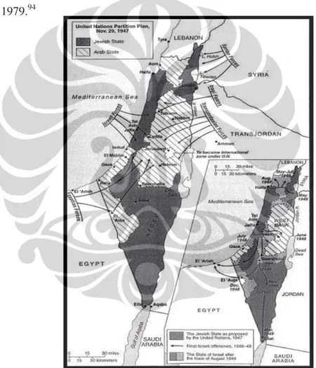 Gambar 3.2 Peta Wilayah Pendudukan Israel Pasca Perang 1967  Sumber: Charles D. Smith, Palestine and the Arab-Israeli Conflict, United States of America: 