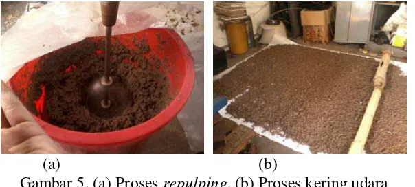 Gambar 5. (a) Proses repulping, (b) Proses kering udara 