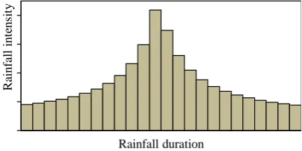 Figure 2. The flow hydrograph at a basin outlet during a rainfall-runoff simulation by a particular observed rainfall event 