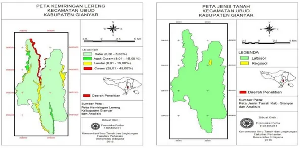 Gambar 1. Peta Kemiringan Lereng   Gambar 2. Peta Jenis Tanah Hasil Overlay (Kelas Penggunaan 