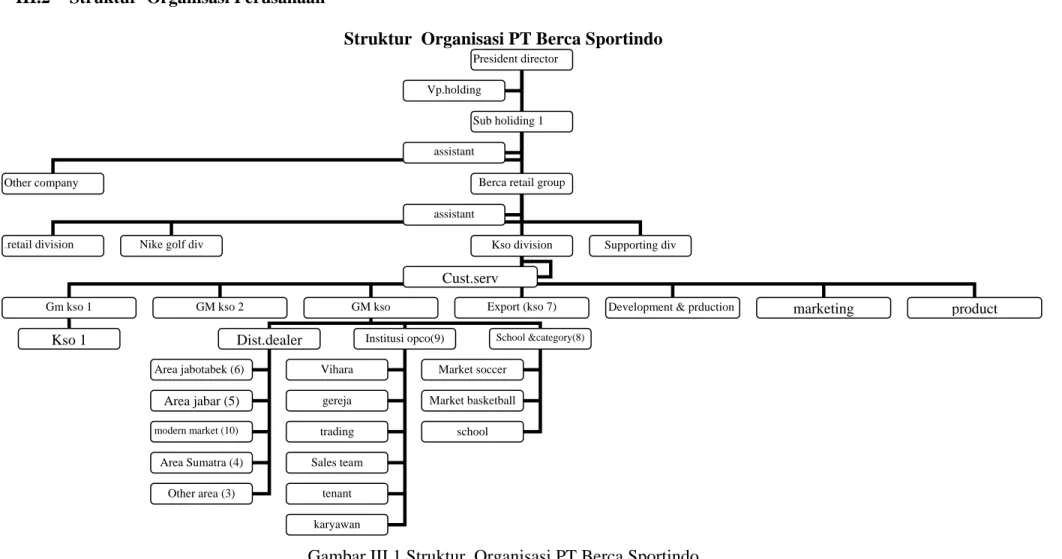 Gambar III.1 Struktur  Organisasi PT Berca Sportindo 