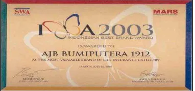 Gambar 2.3  Penghargaan Merk Terbaik tahun 2002 Sumber : AJB Bumiputera Syariah 