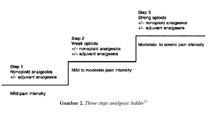 Gambar 2. Three steps analgesic ladder15
