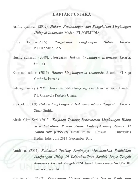   Grafika Rahmadi, takdir. (2014). Hukum Lingkungan di Indonesia. Jakarta: PT.Raja  