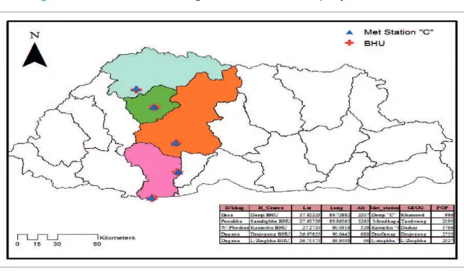 Figure 9: Location of integrated surveillance projects in Bhutan 