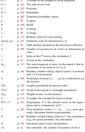 Table of Notation