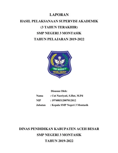 LAPORAN HASIL PELAKSANAAN SUPERVISI AKADEMIK (3 TAHUN TERAKHIR) SMP ...