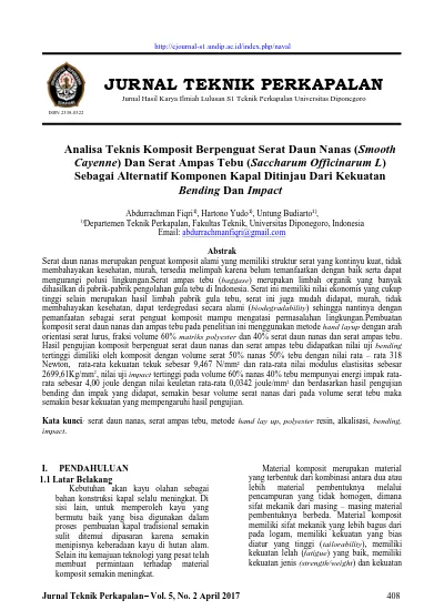 JURNAL TEKNIK PERKAPALAN Jurnal Hasil Karya Ilmiah Lulusan S1 Teknik ...