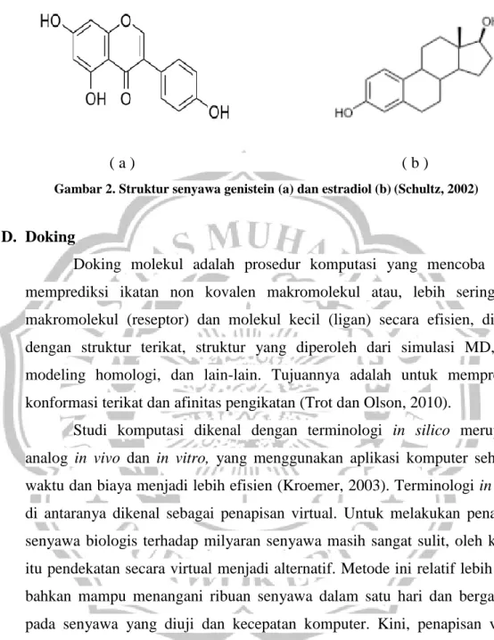Gambar 2. Struktur senyawa genistein (a) dan estradiol (b) (Schultz, 2002)