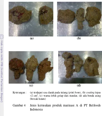 Gambar 4 Jenis kerusakan produk marinasi A di PT Belfoods 
