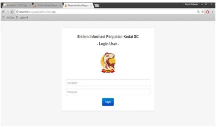 Gambar 2. Implementasi antarmuka login 