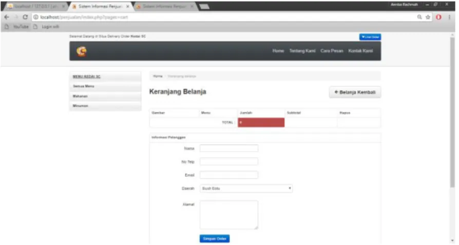 Gambar 9. Implementasi antarmuka form delivery  9.  Implementasi antarmuka data delivery 