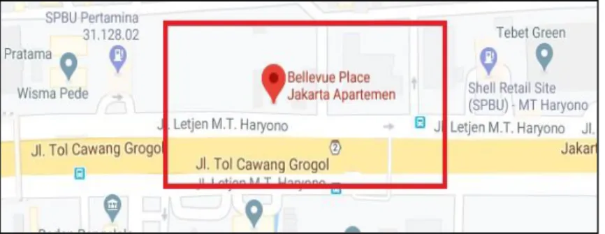 Gambar 1 Peta Lokasi Pembangunan Proyek Bellevue Place  Sumber: http://maps.google.co.id 
