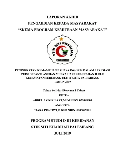 LAPORAN AKHIR PENGABDIAN KEPADA MASYARAKAT SKEMA PROGRAM KEMITRAAN ...