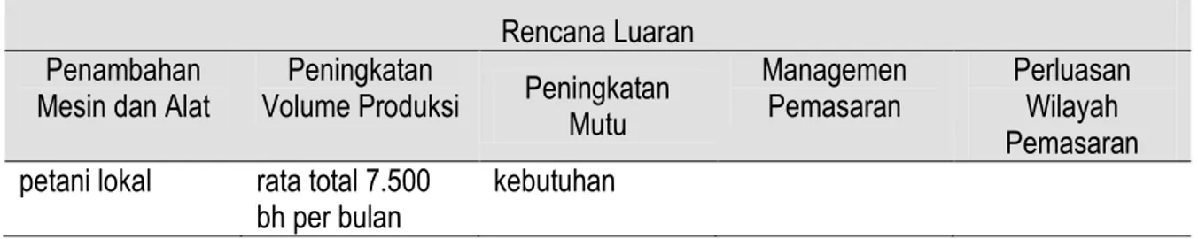 Tabel 3.  Rencana Luaran Tahun III di UKM II   Rencana Luaran 