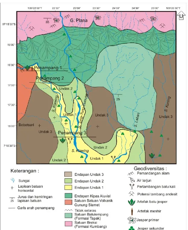Gambar 1. Peta sebaran geodiversity dan Undak di daerah penelitian. 