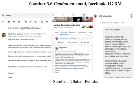 Gambar 3.6 Caption on email, facebook, IG DM 