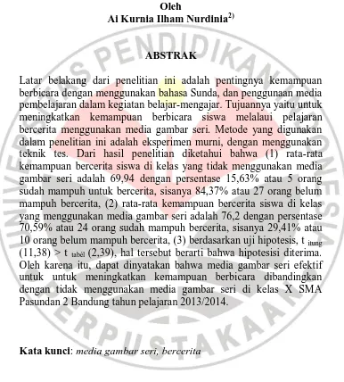 gambar seri adalah 69,94 dengan persentase 15,63% atau 5 orang sudah mampuh untuk bercerita, sisanya 84,37% atau 27 orang belum mampuh bercerita, (2) rata-rata kemampuan bercerita siswa di kelas 