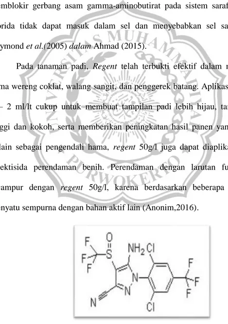 Gambar 2.2. Struktur Kimia fipronil NPIC (2009) dalam Ahmad (2015). 