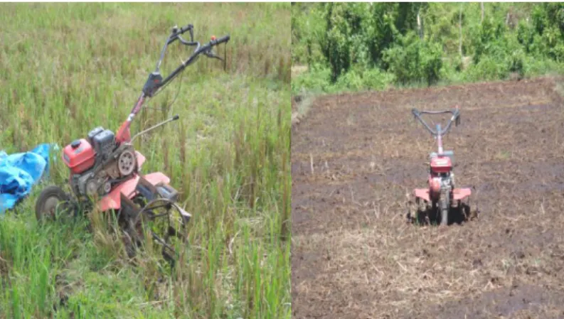 Gambar 3.  Hand traktor   mini untuk mengolah lahan rawa  gambut dangkal. 