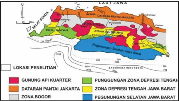 Gambar 1.3. Peta distribusi cekungan di Pulau Jawa  (sumber: Bemmelen, The Geology of Indonesia, 1949) 