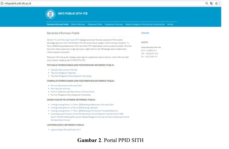 Gambar 2. Portal PPID SITH 