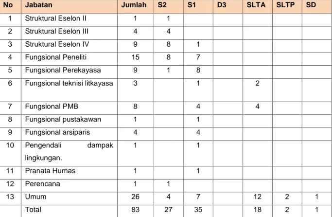 Tabel 1.1 Profil SDM berdasarkan jabatan dan Pendidikan 