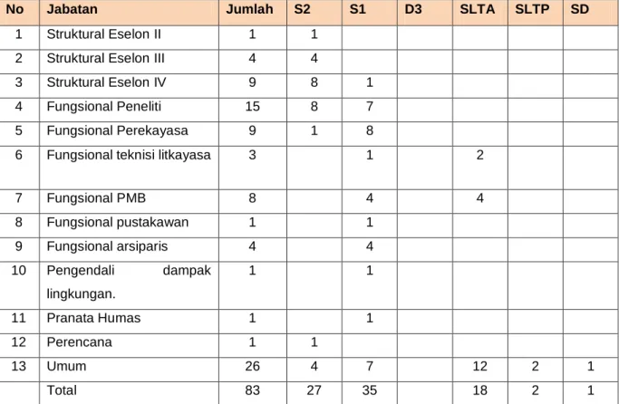 Tabel 1.1 Profil SDM berdasarkan jabatan dan Pendidikan 