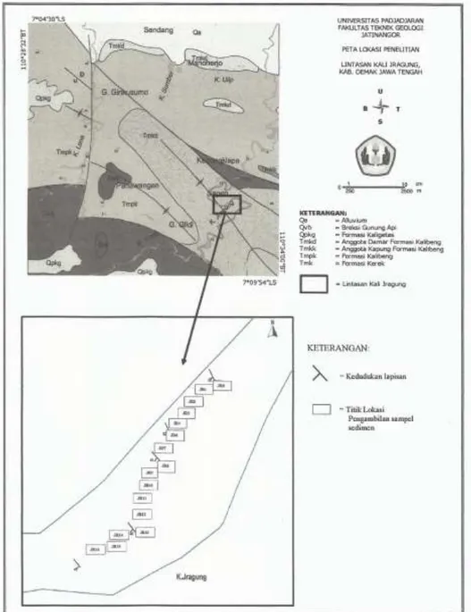 Gambar 1a. Peta Geologi Regional Daerah Penelitian (modifikasi dari Sukardi dan  Budhitrisna, 1992 dalam Jurnaliah, 2016)