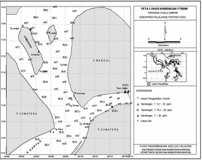Gambar 2. Peta lokasi kandungan Ytrium di perairan Kuala Kampar, Riau. 