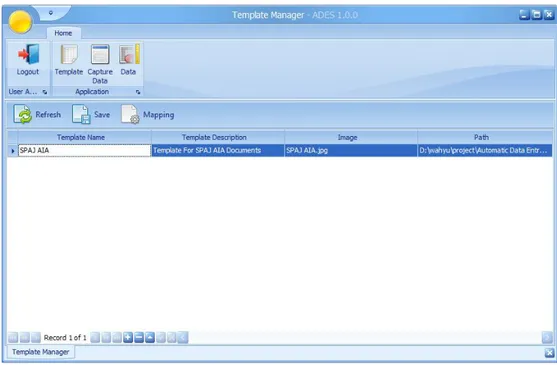 Gambar 4.3  Tampilan Template Manager Form  1.  Potongan source code dari Template Manager Form 