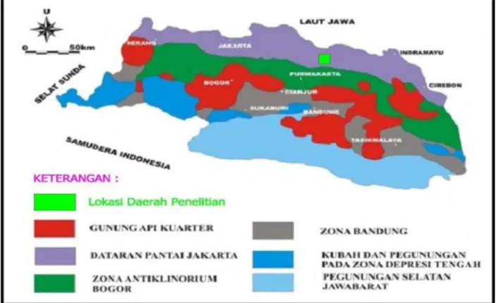 Gambar 2.1  Peta fisiografi Jawa Barat (van  Bemmelen, 1949) 